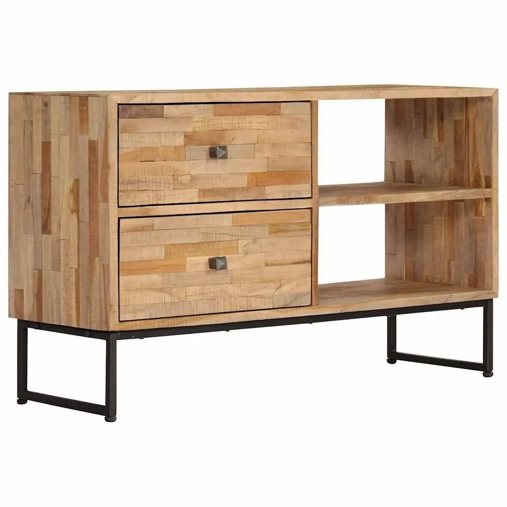 TV Cabinet Reclaimed Teak Wood Handmade Lowboard Storage Unit 90x30x55cm Rustic