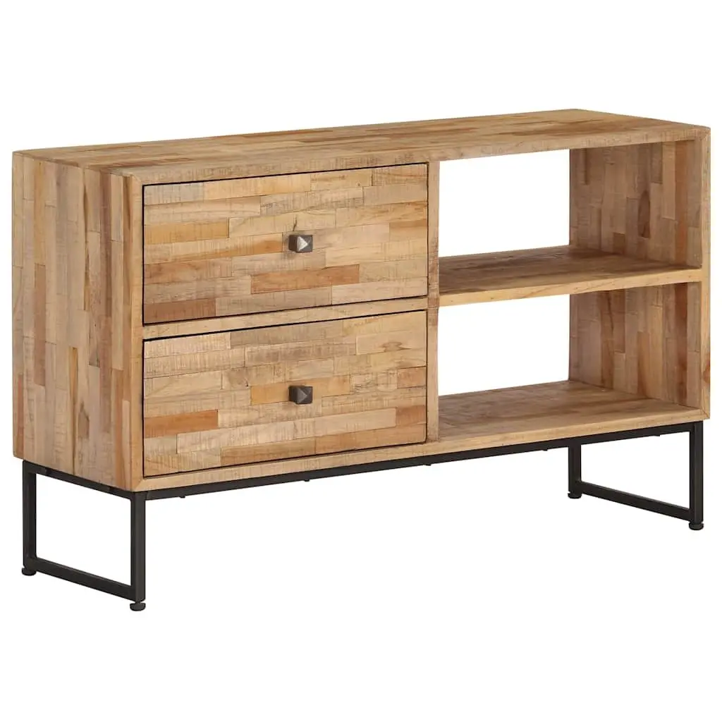 TV Cabinet Reclaimed Teak Wood Handmade Lowboard Storage Unit 90x30x55cm Rustic