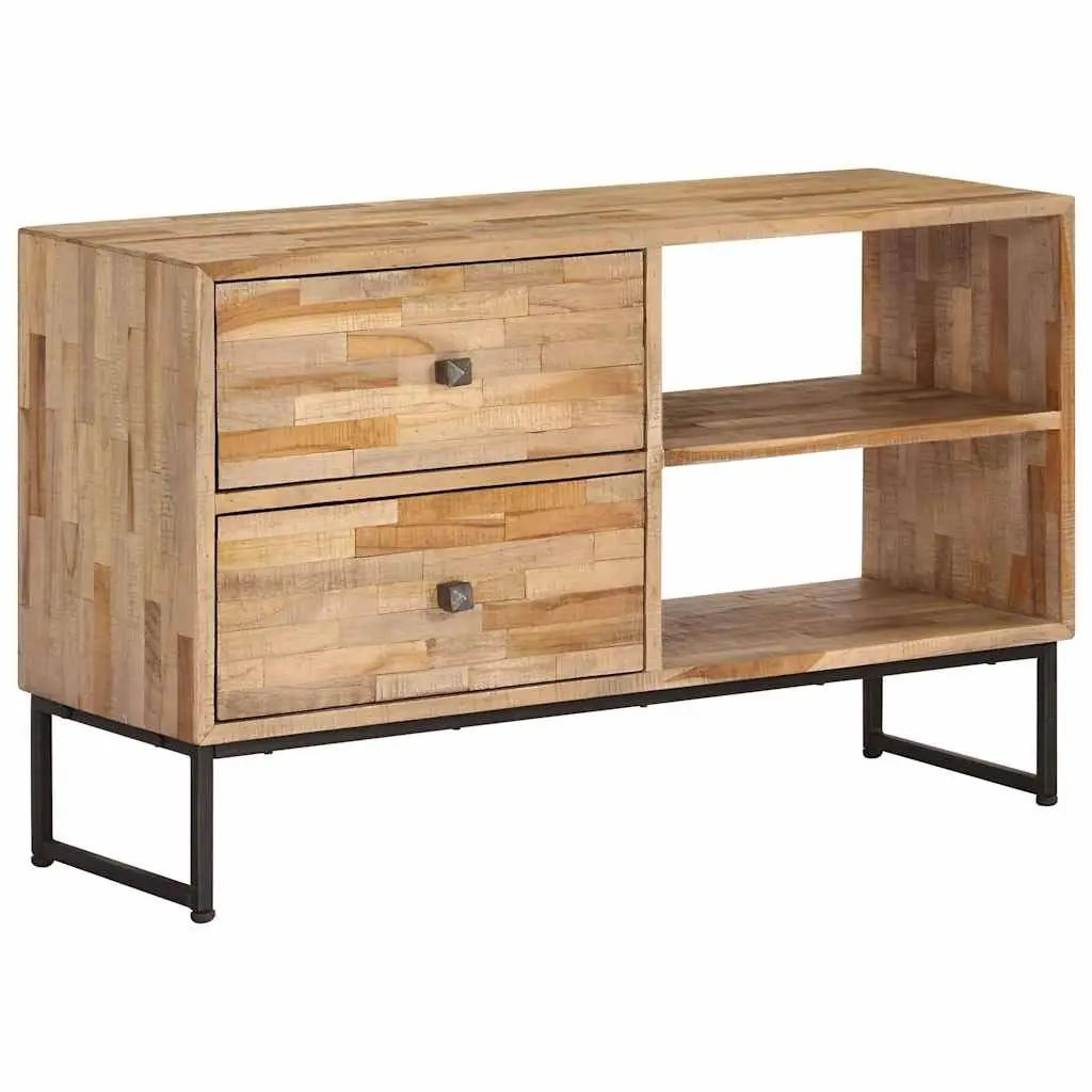 TV Cabinet Reclaimed Teak Wood Handmade Lowboard Storage Unit 90x30x55cm Rustic
