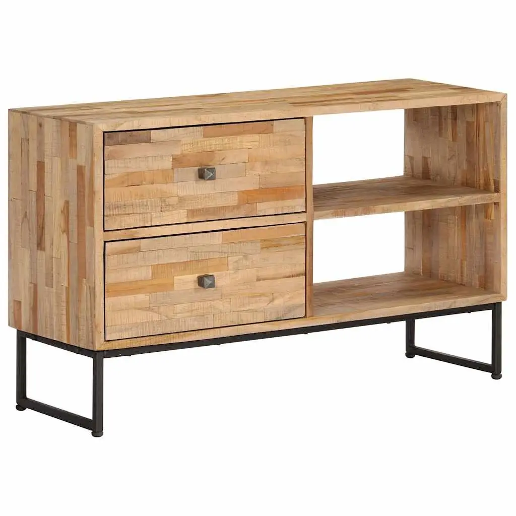 TV Cabinet Reclaimed Teak Wood Handmade Lowboard Storage Unit 90x30x55cm Rustic