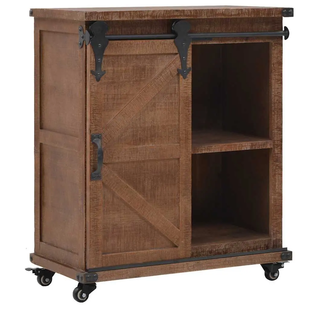 Storage Cabinet for Home Brown Solid Fir Wood 64x33.5x75 cm Sliding Door