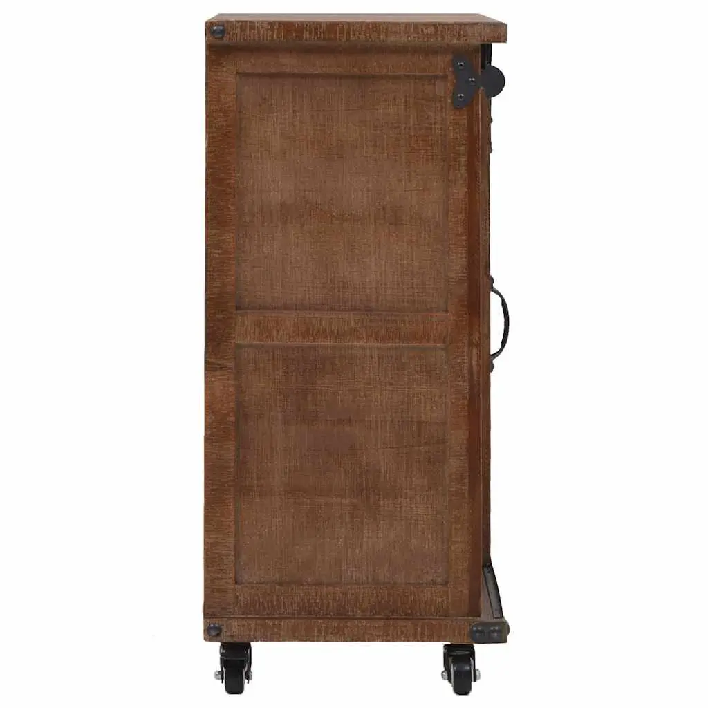 Storage Cabinet for Home Brown Solid Fir Wood 64x33.5x75 cm Sliding Door