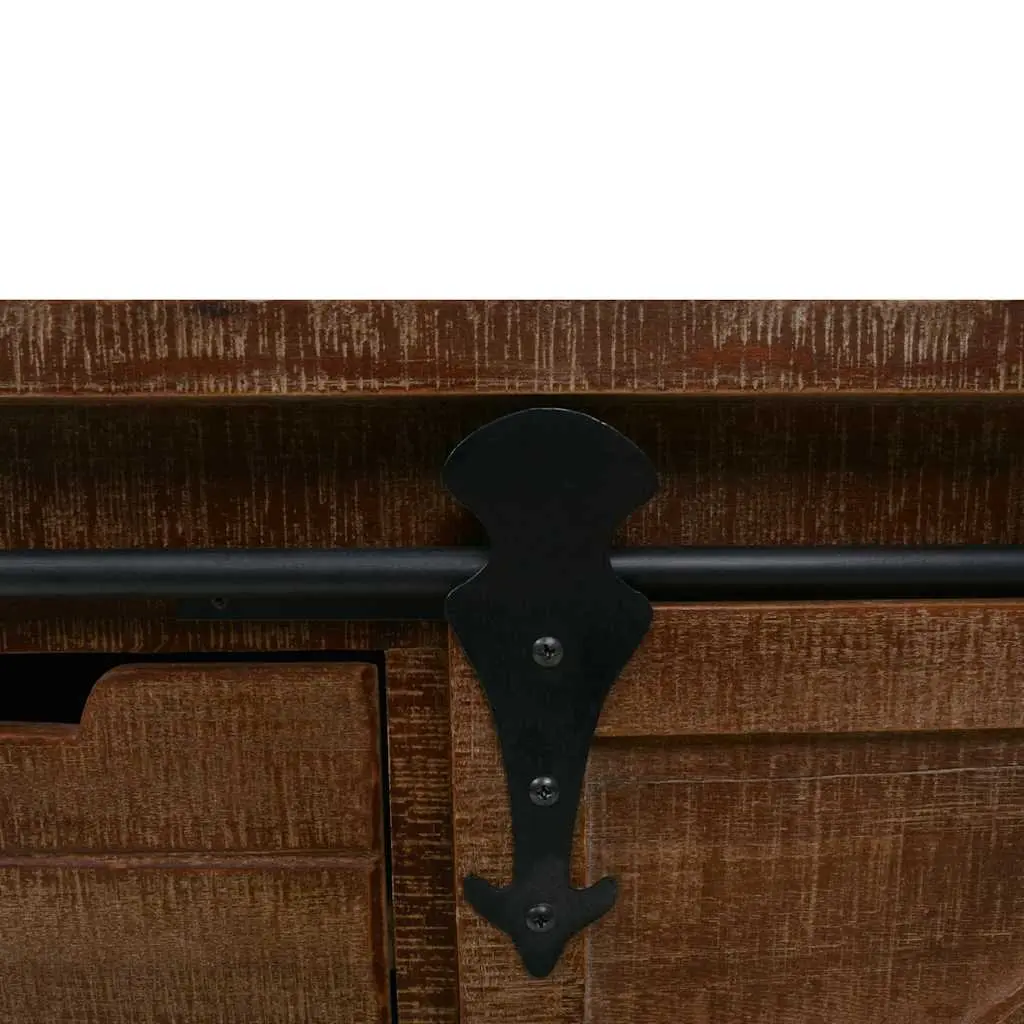 Storage Cabinet for Home Brown Solid Fir Wood 64x33.5x75 cm Sliding Door