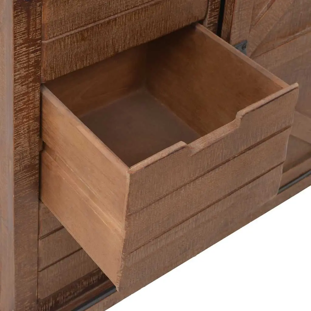 Storage Cabinet for Home Brown Solid Fir Wood 64x33.5x75 cm Sliding Door