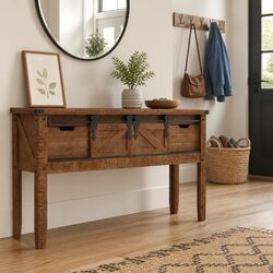 Console Table End Table Solid Fir Wood Rustic Brown Vintage Style Display