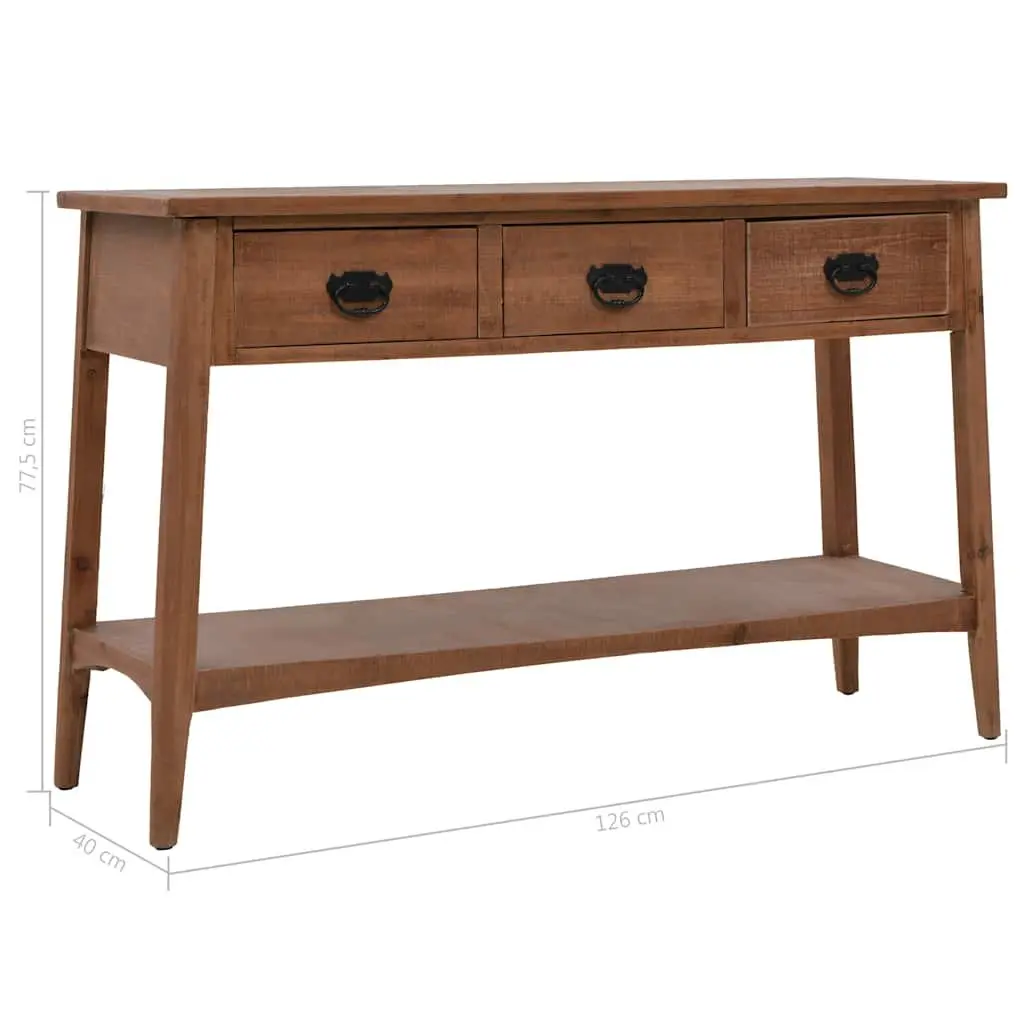 Solid Fir Wood Console Table End Table Side Table Accent Furniture Brown 126cm