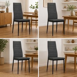 Dining Chairs Set 4 pcs Grey Upholstered Kitchen Seats Contemporary Design