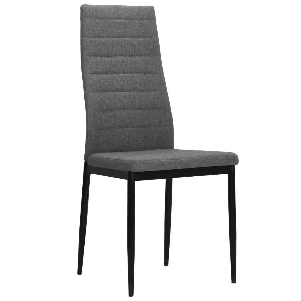 Dining Chairs 2 pcs Grey Fabric Kitchen Room Seat Padded Backrest Contemporary