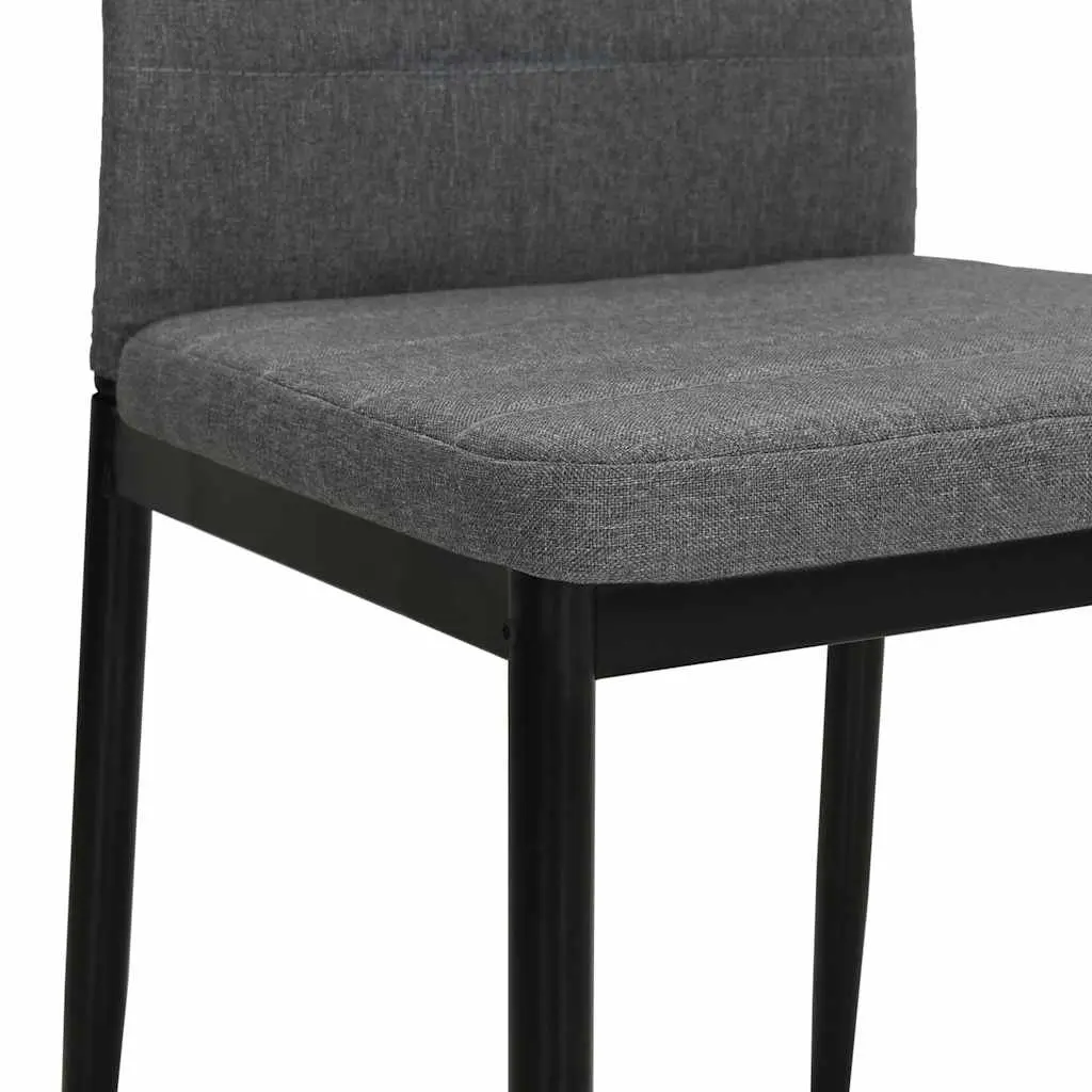 Dining Chairs 2 pcs Grey Fabric Kitchen Room Seat Padded Backrest Contemporary