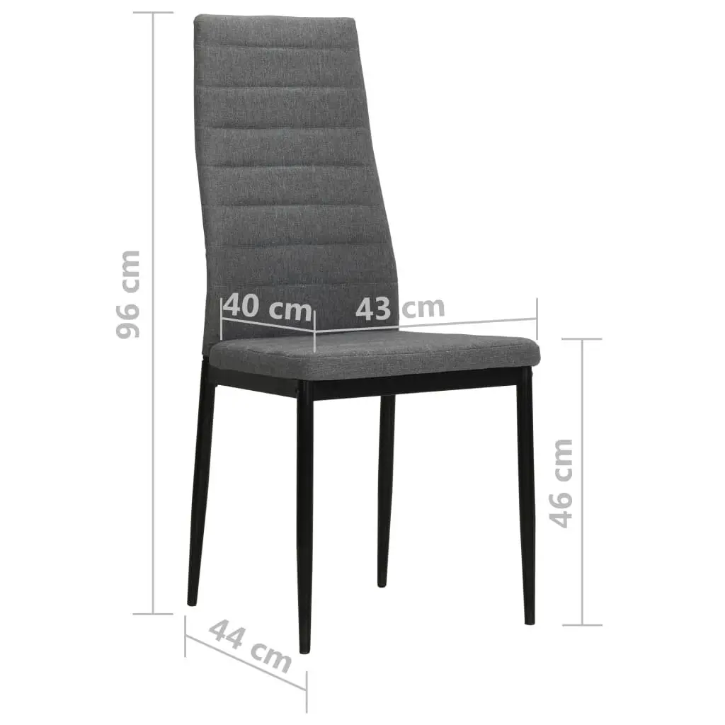 Dining Chairs 2 pcs Grey Fabric Kitchen Room Seat Padded Backrest Contemporary