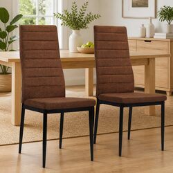Dining Chairs Set of 2: Brown, Steel Frame, Ergonomic Design