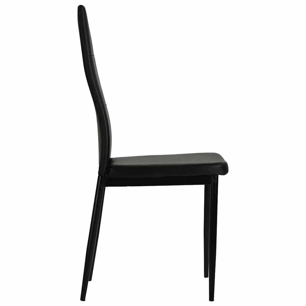 Dining Chairs 2 pcs Black Faux Leather Kitchen Room Furniture Modern Design