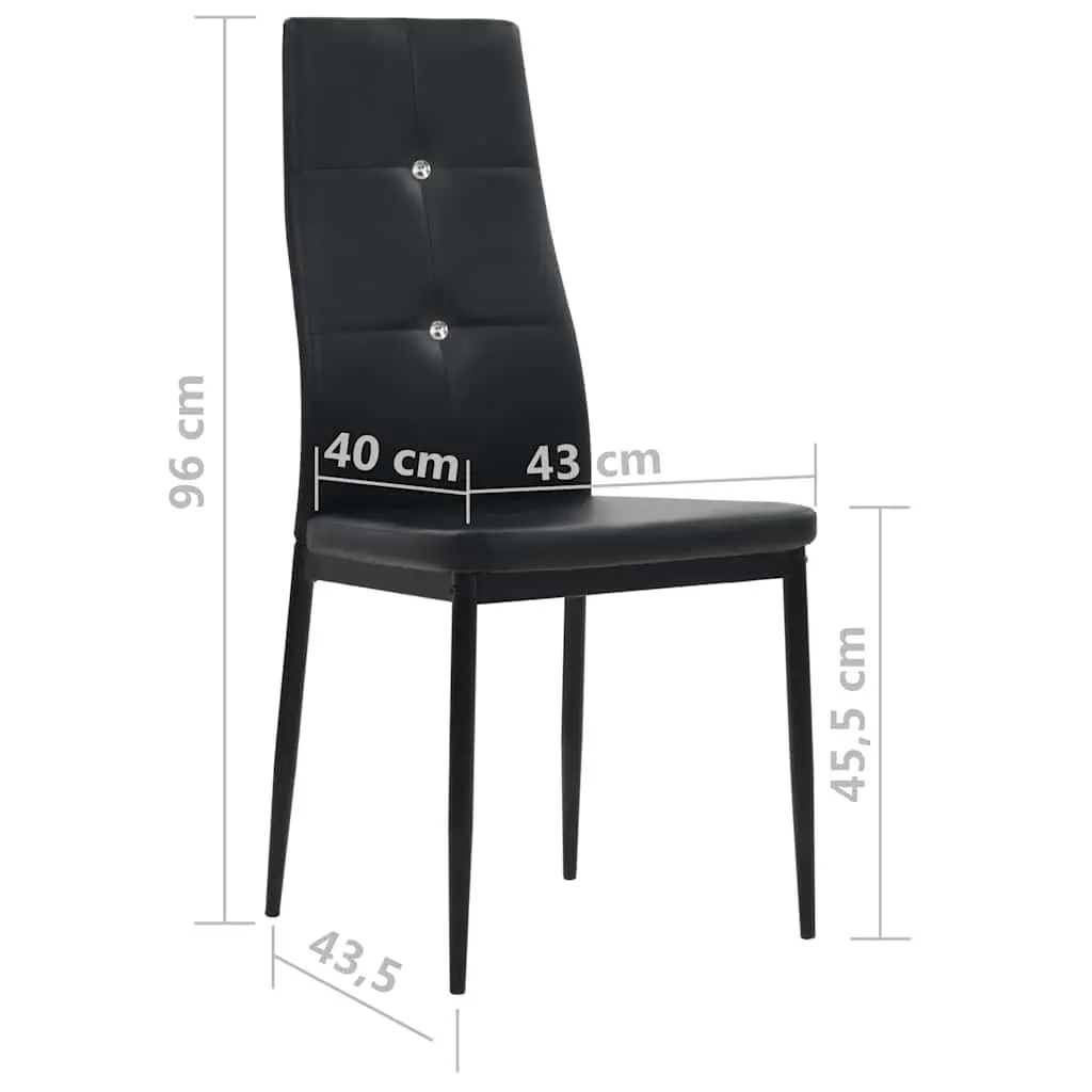Dining Chairs 2 pcs Black Faux Leather Kitchen Room Furniture Modern Design
