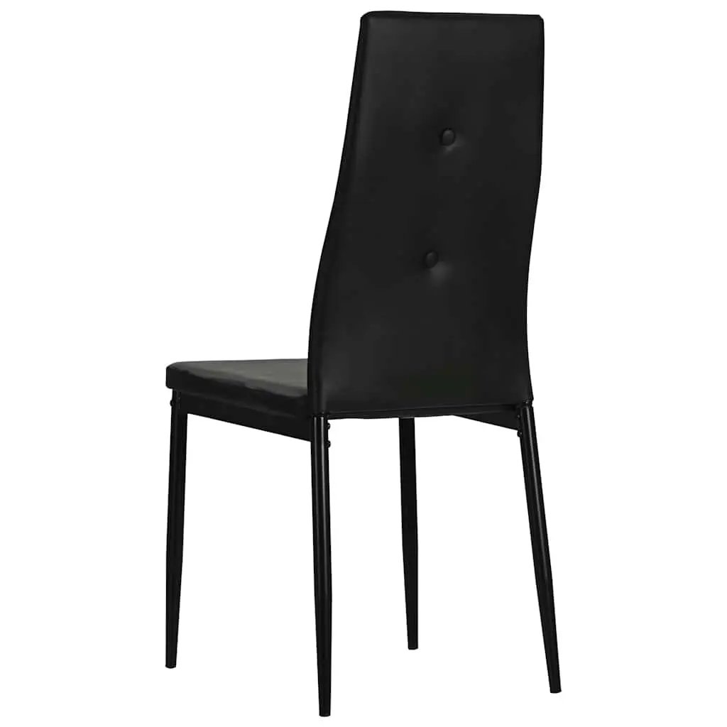 Dining Chairs Set of 4 Black Faux Leather Kitchen Room Furniture Modern Design
