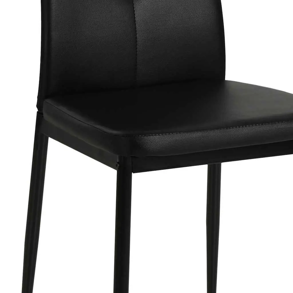 Dining Chairs Set of 4 Black Faux Leather Kitchen Room Furniture Modern Design