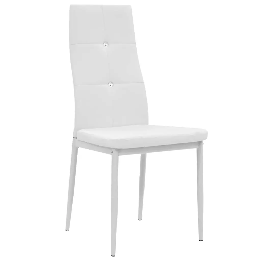 Dining Chairs for Kitchen 2 Piece White Faux Leather Padded Backrest