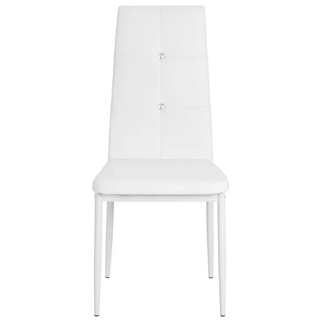 Dining Chairs for Kitchen 2 Piece White Faux Leather Padded Backrest
