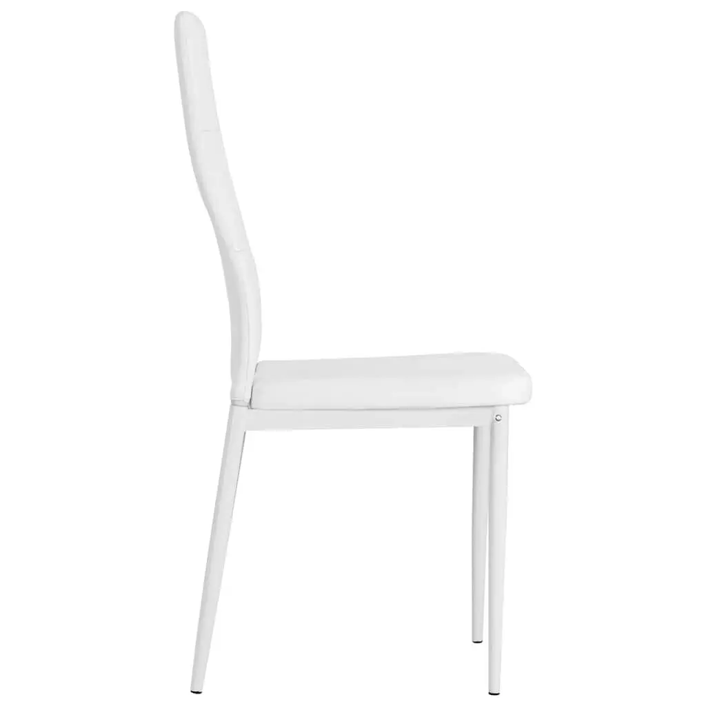 Dining Chairs for Kitchen 2 Piece White Faux Leather Padded Backrest