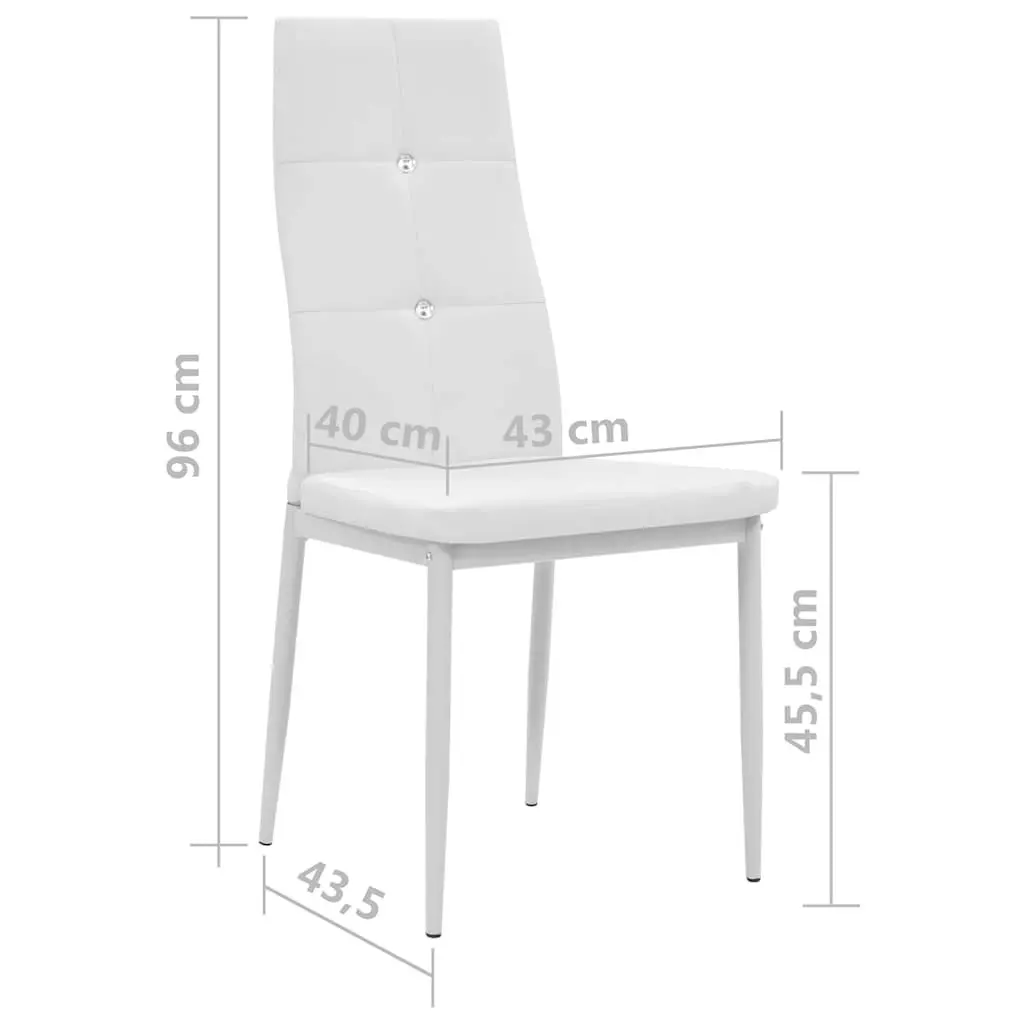 Dining Chairs for Kitchen 2 Piece White Faux Leather Padded Backrest