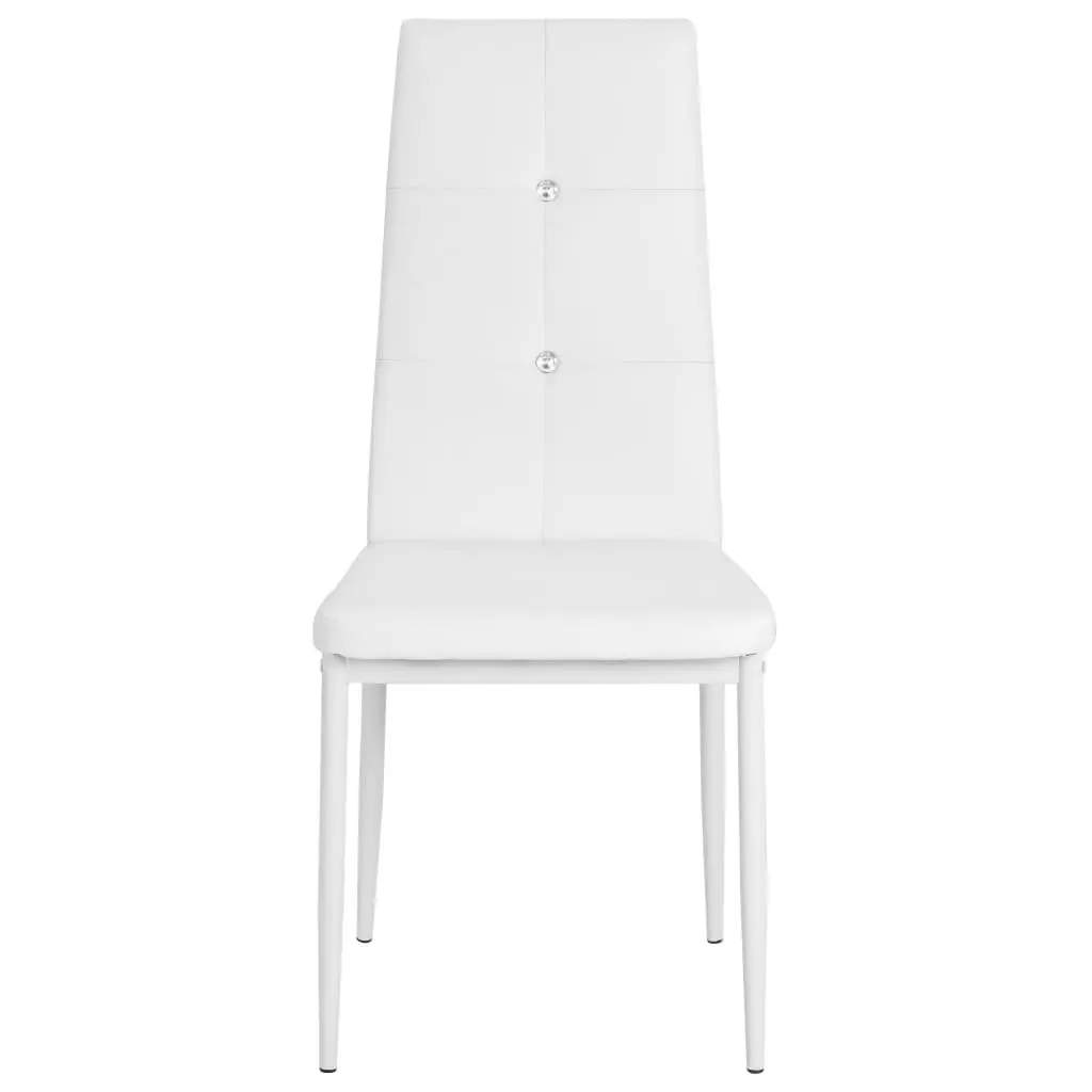 4 White Faux Leather Dining Chairs