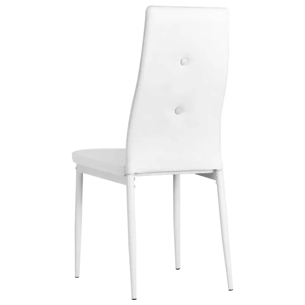 4 White Faux Leather Dining Chairs