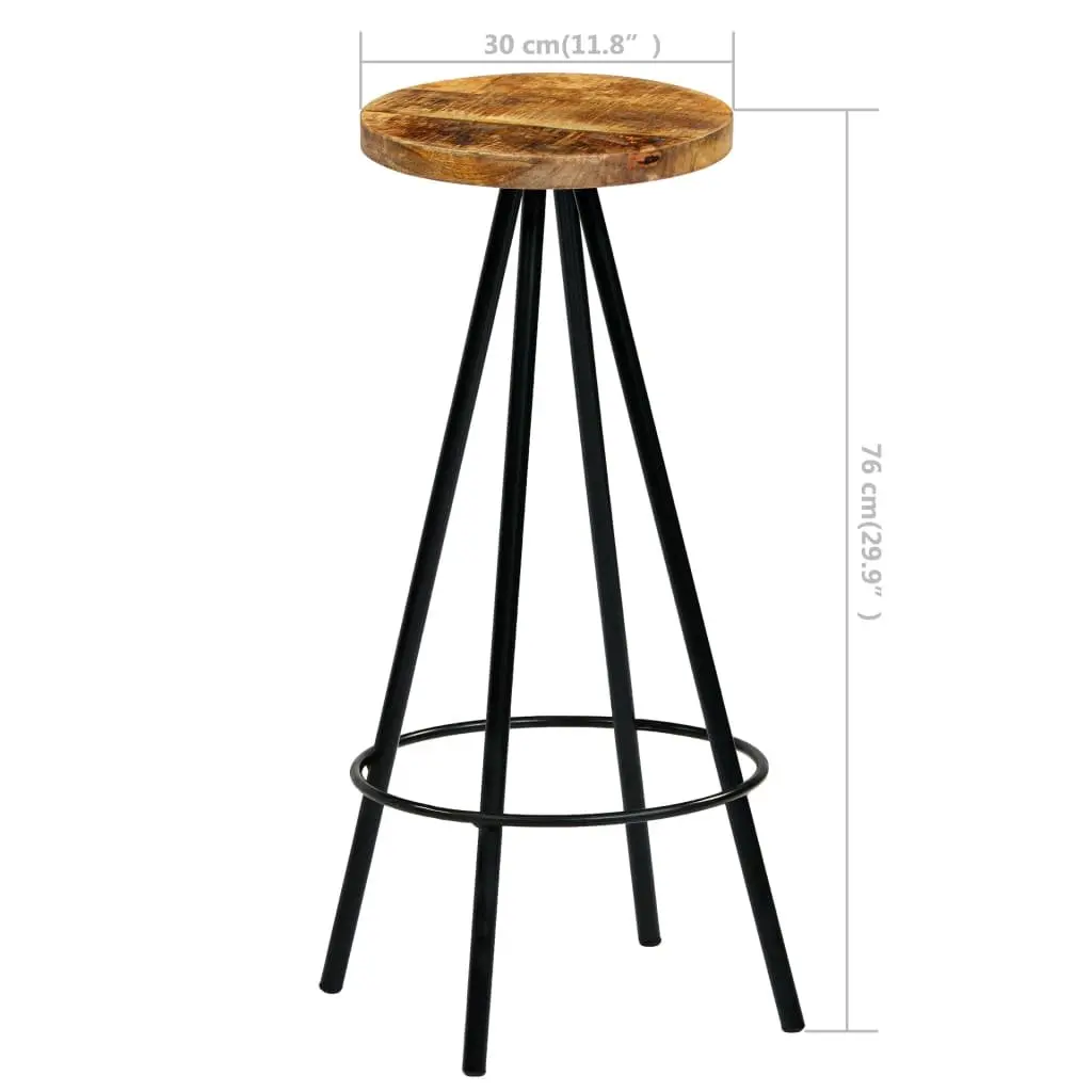 Industrial Style Bar Stools 2 Pcs with Mango Wood Seats
