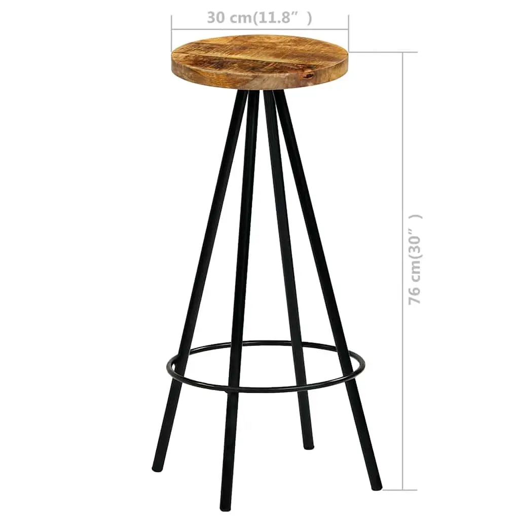 Bar Stools Kitchen Dining 4 Piece Solid Mango Wood Chairs