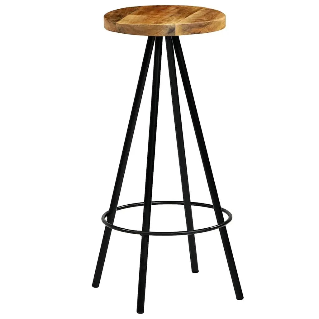 Bar Stools Kitchen Dining 4 Piece Solid Mango Wood Chairs