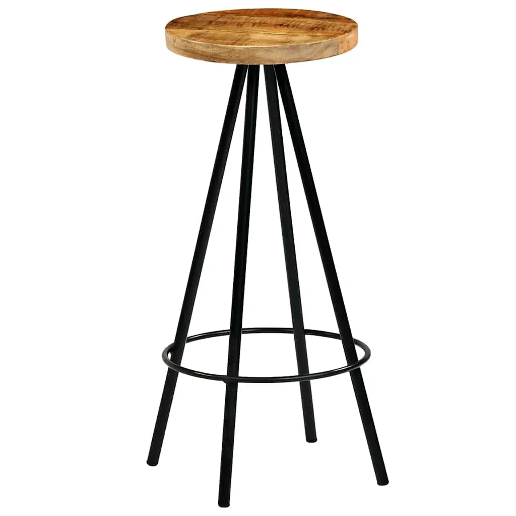 Bar Stools Kitchen Dining 4 Piece Solid Mango Wood Chairs