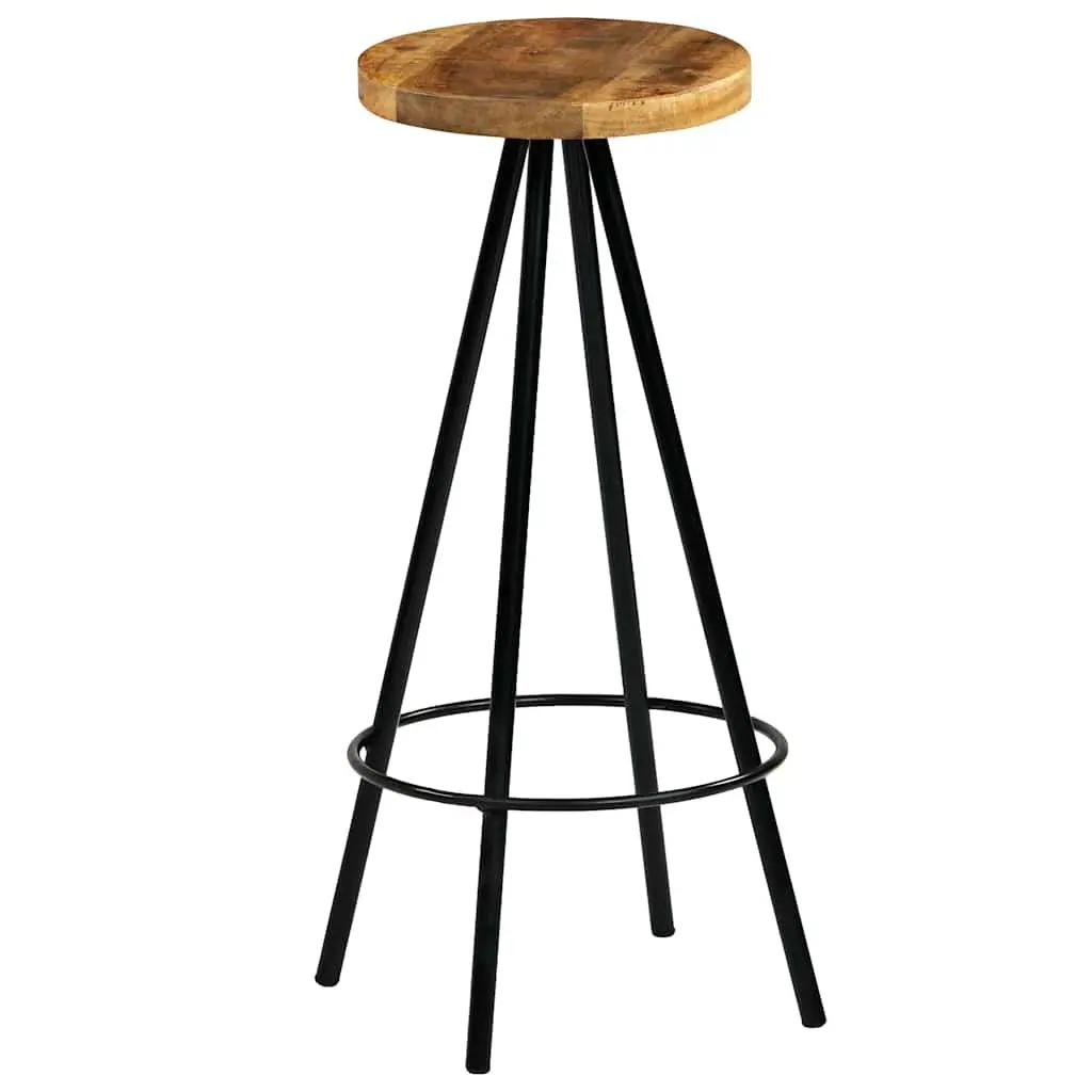 Bar Stools Kitchen Dining 4 Piece Solid Mango Wood Chairs