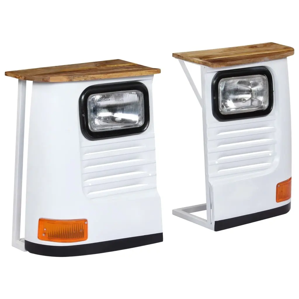 Sideboard Storage Cabinet for Home and Garden 2 Parts White Solid Mango Wood Industrial Rustic Style