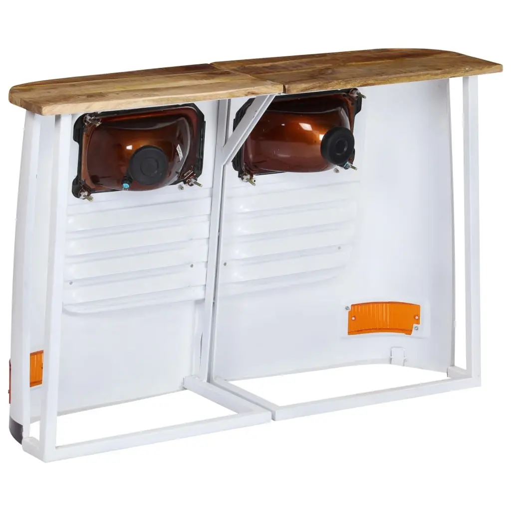 Sideboard Storage Cabinet for Home and Garden 2 Parts White Solid Mango Wood Industrial Rustic Style