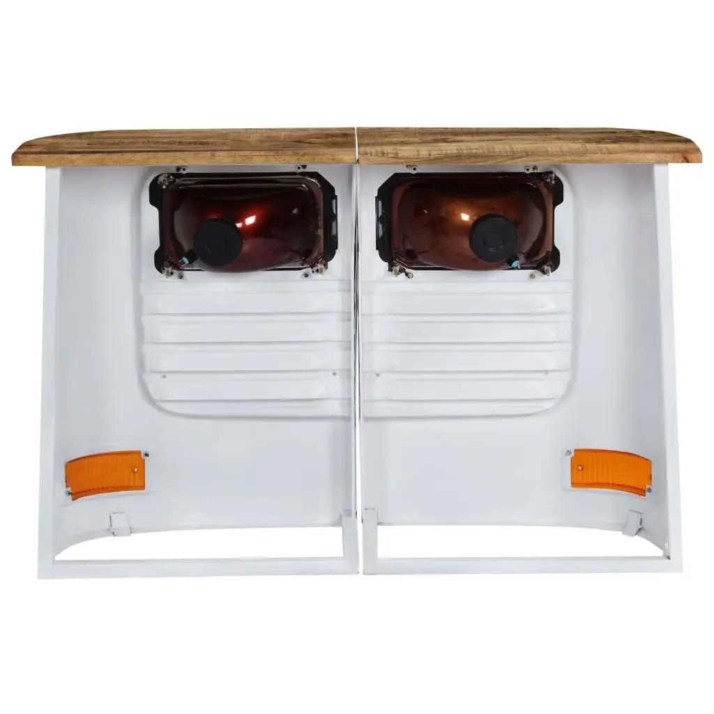 Sideboard Storage Cabinet for Home and Garden 2 Parts White Solid Mango Wood Industrial Rustic Style