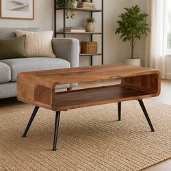 Dimensions and Details of Solid Acacia Wood Coffee Table