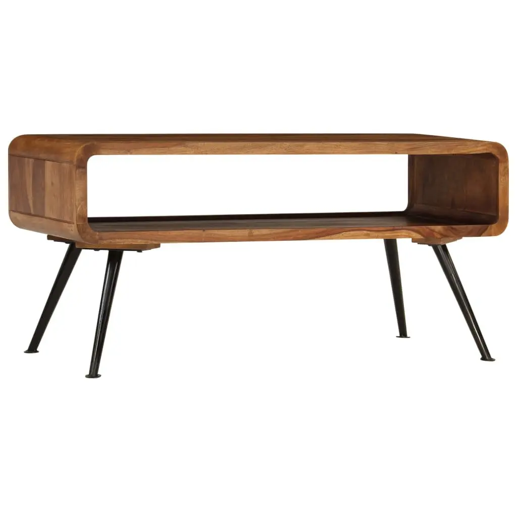 Coffee Table Solid Acacia Wood Brown Vintage Accent Living Room Furniture
