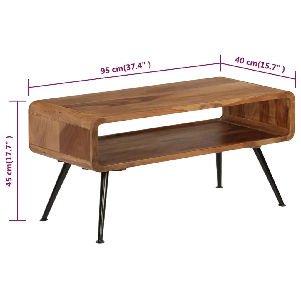 Coffee Table Solid Acacia Wood Brown Vintage Accent Living Room Furniture