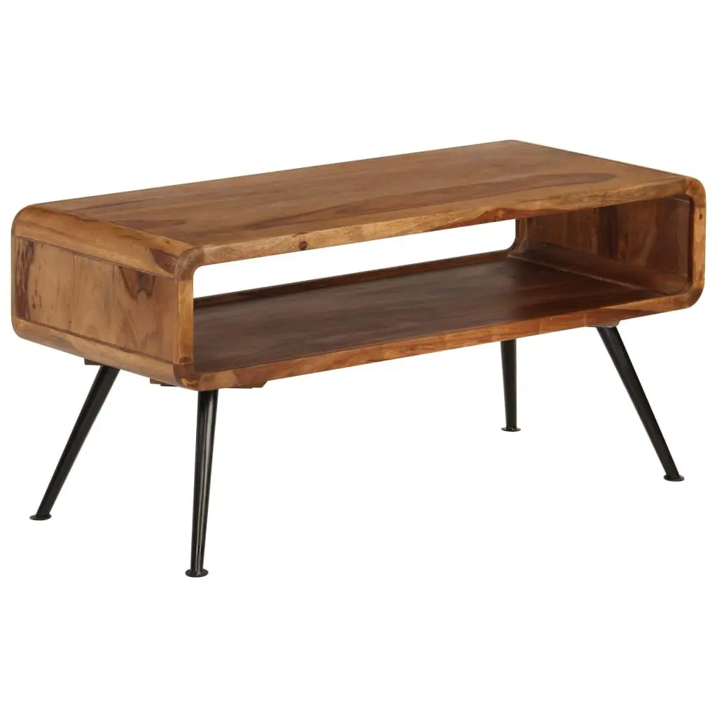 Coffee Table Solid Acacia Wood Brown Vintage Accent Living Room Furniture