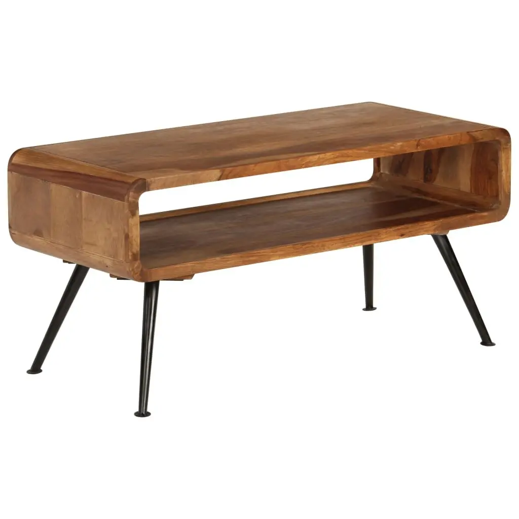 Coffee Table Solid Acacia Wood Brown Vintage Accent Living Room Furniture