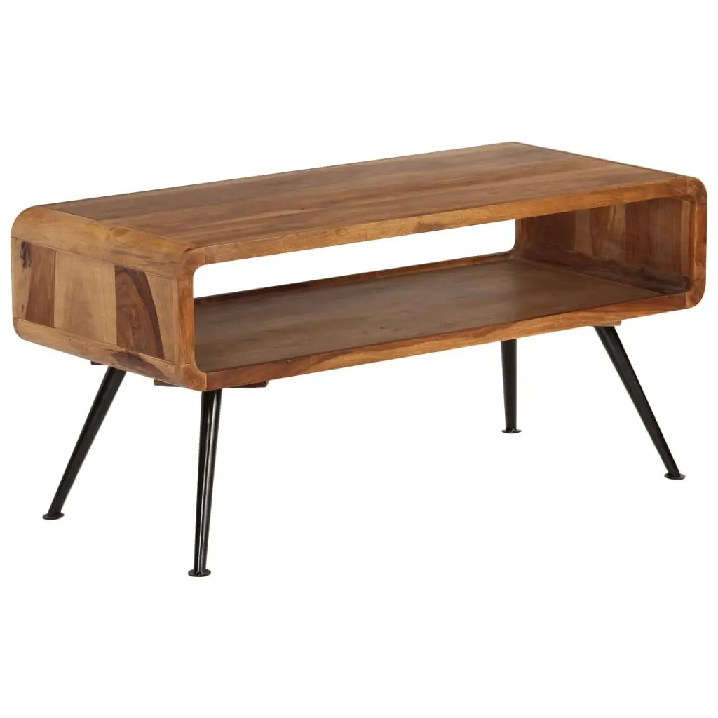Coffee Table Solid Acacia Wood Brown Vintage Accent Living Room Furniture