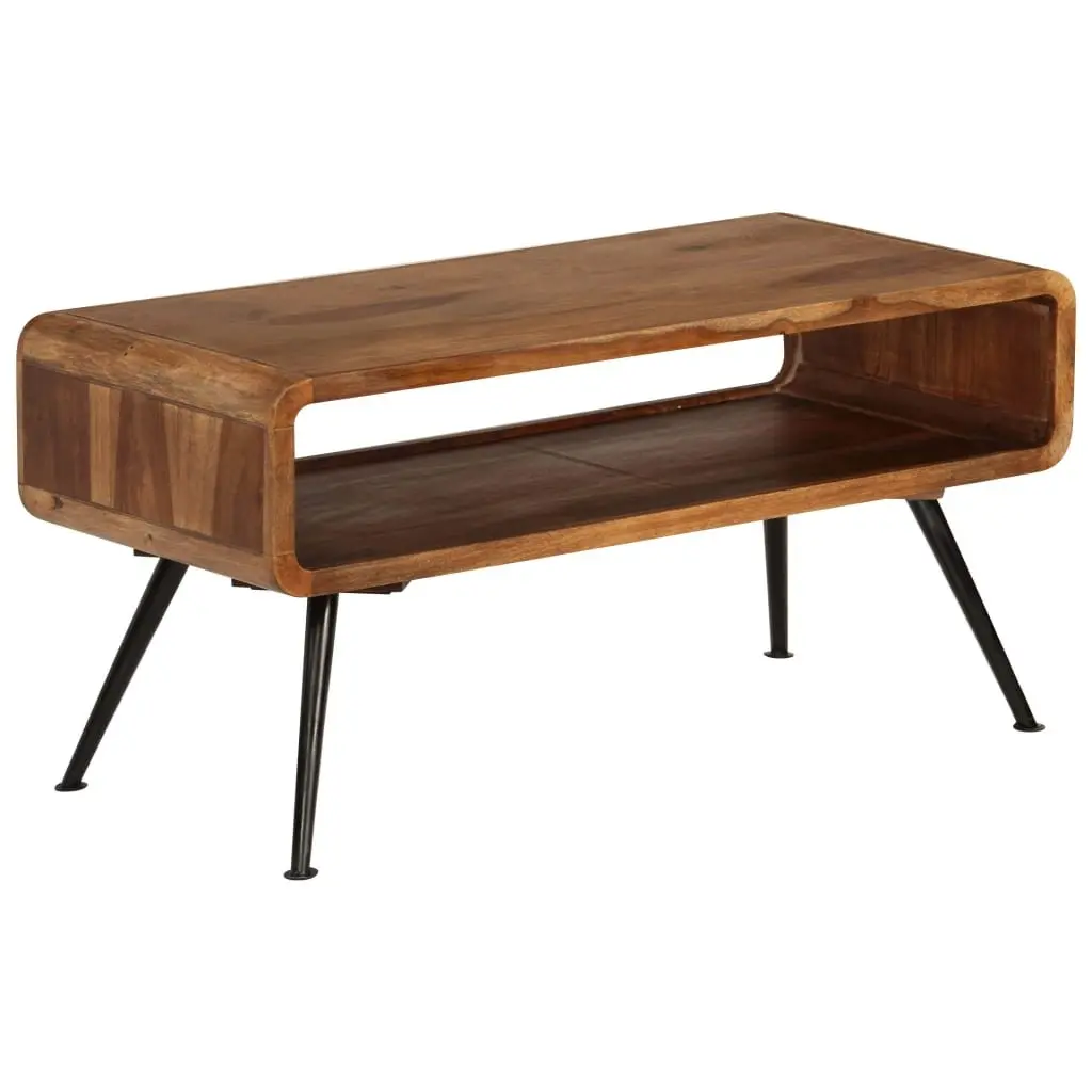 Coffee Table Solid Acacia Wood Brown Vintage Accent Living Room Furniture