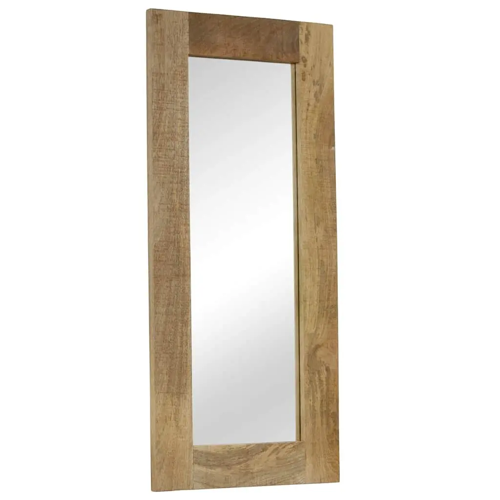 Wooden Mirror Solid Mango Wood Frame 50x110 cm Brown Hallway Bathroom Wall Decor