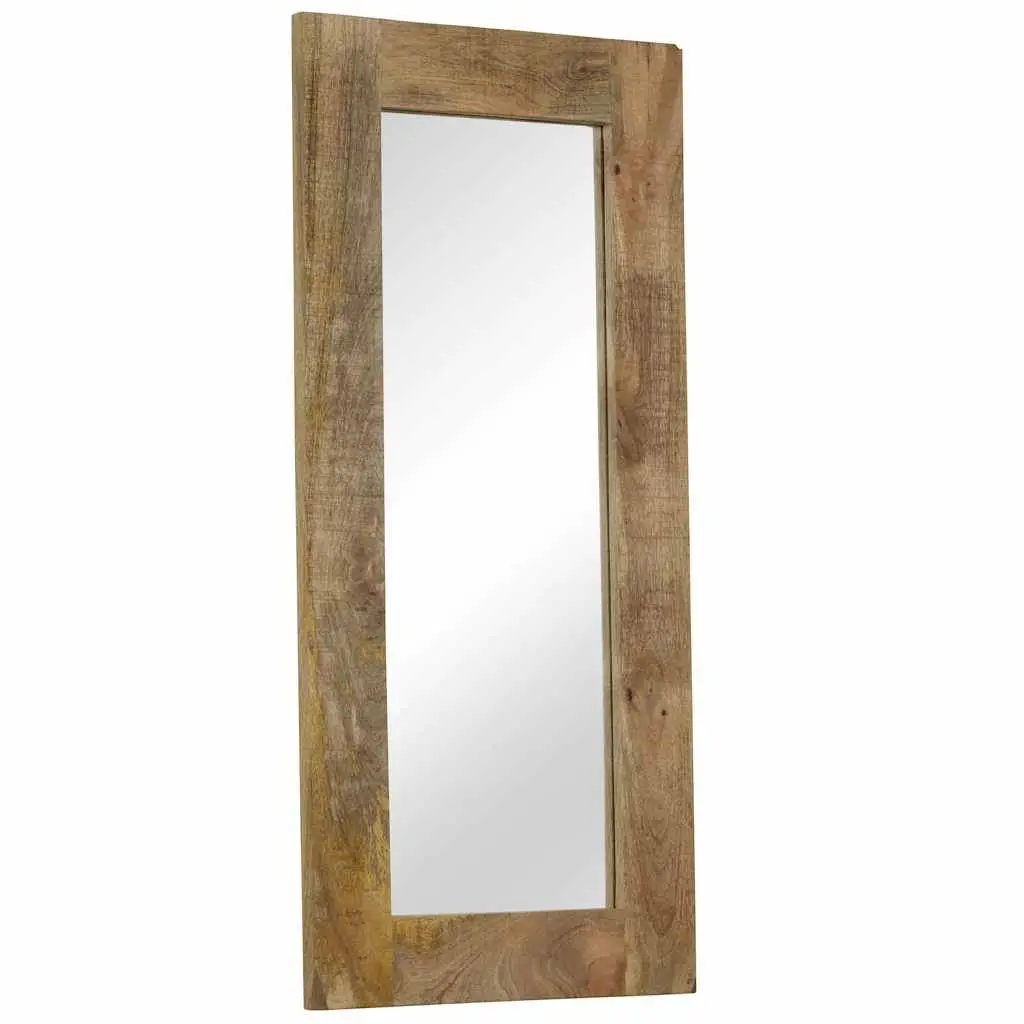 Wooden Mirror Solid Mango Wood Frame 50x110 cm Brown Hallway Bathroom Wall Decor