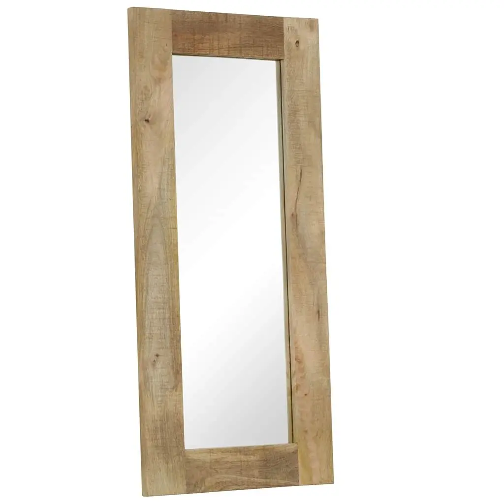 Wooden Mirror Solid Mango Wood Frame 50x110 cm Brown Hallway Bathroom Wall Decor