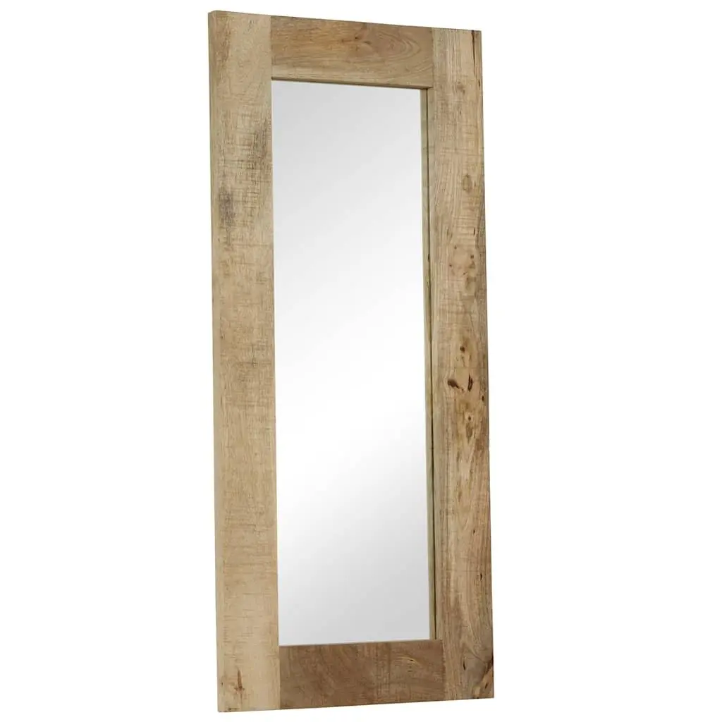 Wooden Mirror Solid Mango Wood Frame 50x110 cm Brown Hallway Bathroom Wall Decor