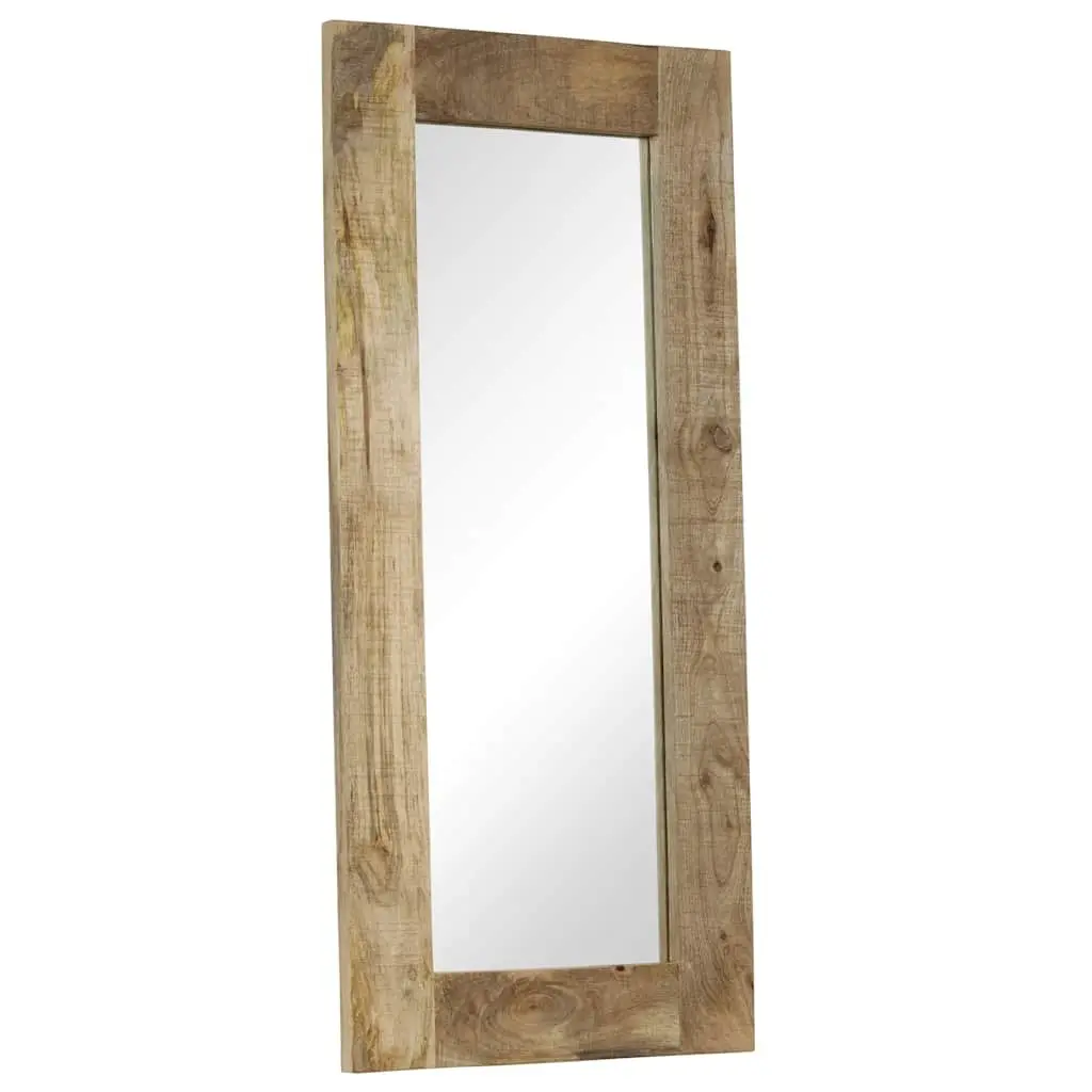 Wooden Mirror Solid Mango Wood Frame 50x110 cm Brown Hallway Bathroom Wall Decor