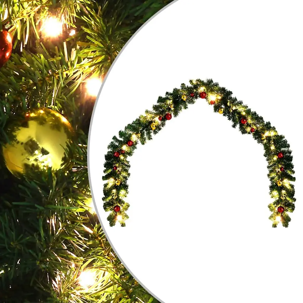 Green Christmas Garland with LED Lights