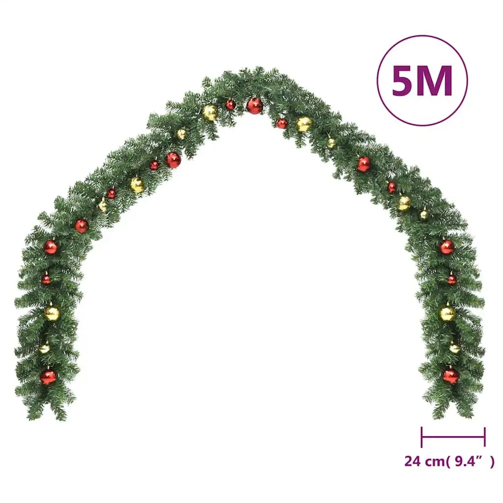 Green Christmas Garland with LED Lights