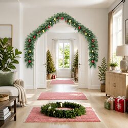 Christmas Garland with LED Lights, 10m, Green - Specs Inside