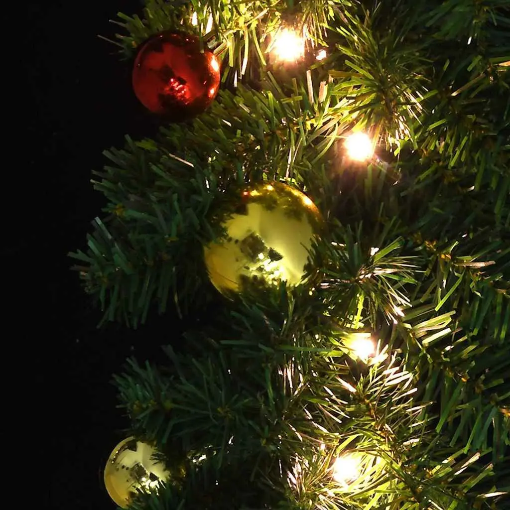 Christmas Garland Decoration for Home 10m Green with Baubles and LED Lights