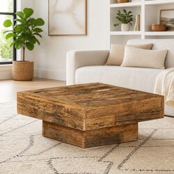 Coffee Table Dimensions: 70x70x30cm, Solid Wood, Brown